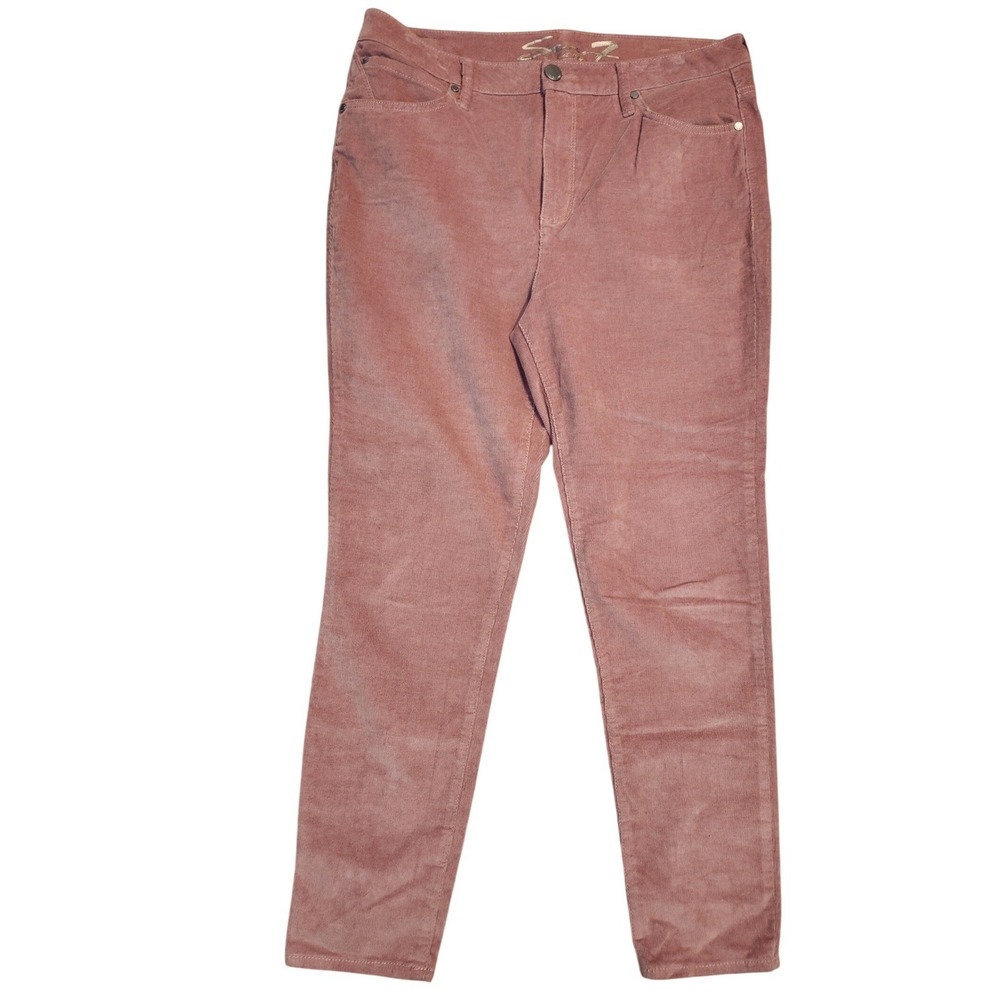 Seven7 Ultra High Rise Skinny Corduroy Pants Pink Dusty Rose Womens 14 coastal
